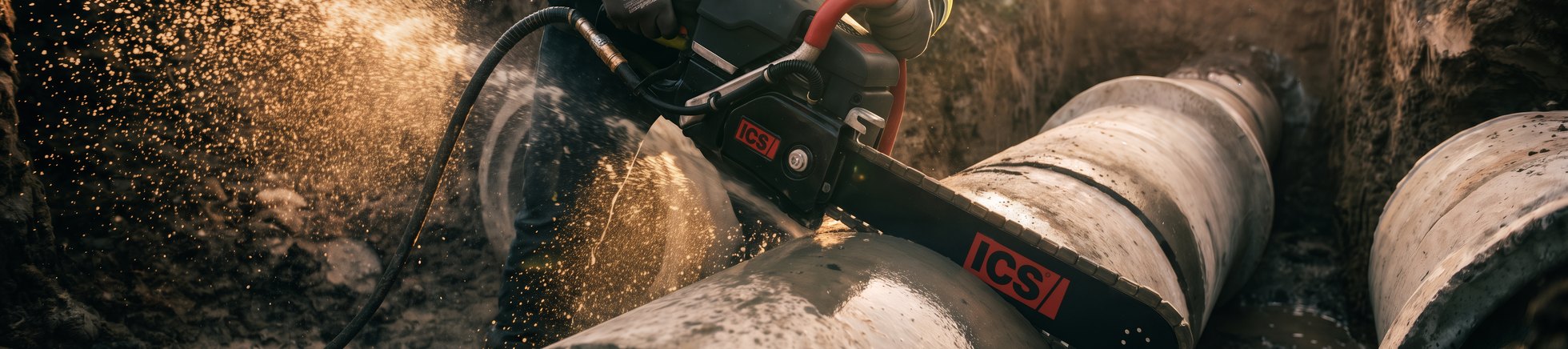 ICS 695XL dijamantska testera seče cev u rovu